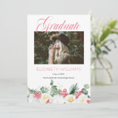 Witte rozen |Roze orchidee 4 Fotocollage Afstudere Aankondiging (Staand voorkant)