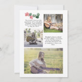 Witte rozen |Roze orchidee 4 Fotocollage Afstudere Aankondiging (Achterkant)