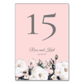 Witte rozen | Roze Trouwtafel Nummer Kaart (Achterkant)