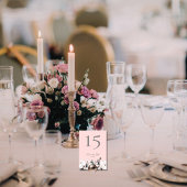 Witte rozen | Roze Trouwtafel Nummer Kaart