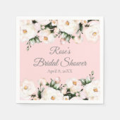 Witte rozen | Roze Vrijgezellenfeest Servet (Voorkant)