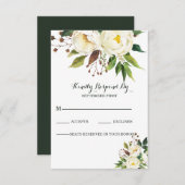 Witte rozen RSVP kaartje (Voorkant / Achterkant)