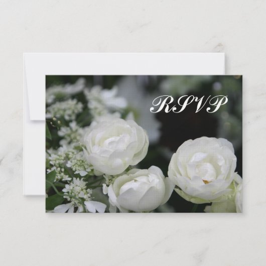 Witte Rozen RSVP Trouw Uitnodiging (Voorkant)