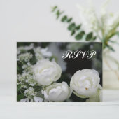 Witte Rozen RSVP Trouw Uitnodiging (Staand voorkant)