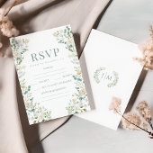 Witte Rozen Sage Eucalyptus Bruiloft RSVP Kaarten