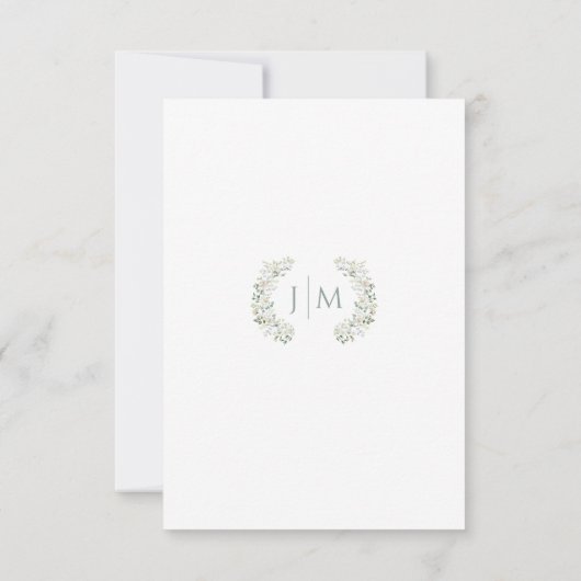 Witte Rozen Sage Eucalyptus Bruiloft RSVP Kaarten (Achterkant)