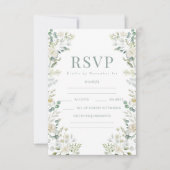 Witte Rozen Sage Eucalyptus Bruiloft RSVP Kaarten Kaartje (Voorkant)