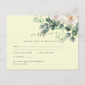 Witte rozen Sage Eucalyptus Lemon Yellow RSVP Briefkaart (Voorkant)