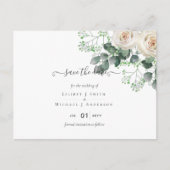 Witte rozen Sage Eucalyptus Weduwdata Briefkaart (Voorkant)