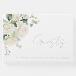 Witte Rozen & Sage Leaf Bruiloft Briefpapier Gastenboek