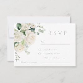 Witte Rozen & Sage Leaf Bruiloft RSVP Kaartje