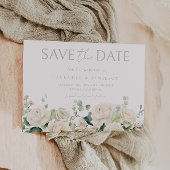 Witte Rozen & Sage Leaf Bruiloft Save The Date