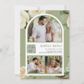 Witte Rozen Salie Bladeren Metselaars Pot QR Code Kaart (Achterkant)