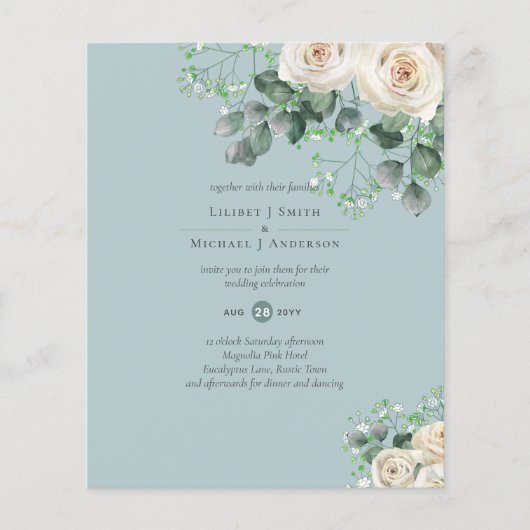 Witte Rozen Salie Eucalyptus Citroen Geel TROUWEN Flyer (Voorkant)