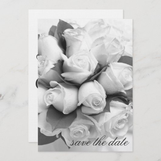Witte Rozen Save the Date Aankondiging (Voorkant / Achterkant)