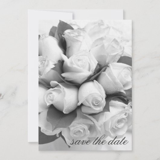Witte Rozen Save the Date Aankondiging (Voorkant)