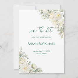Witte Rozen Save the date Huwelijksaankondiging