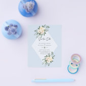 WITTE ROZEN SAVE THE DATE MODERN LAAG BUDGET FLYER (Enkel)