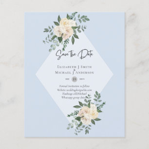 WITTE ROZEN SAVE THE DATE MODERN LAAG BUDGET FLYER