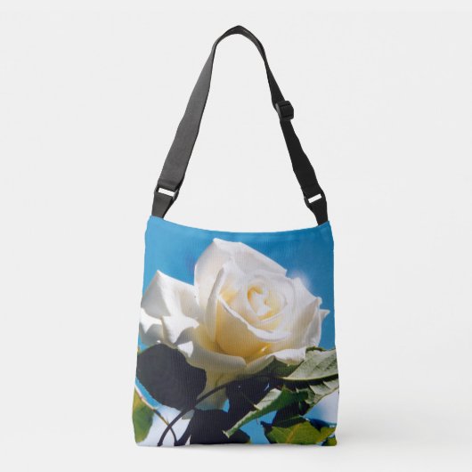 Witte Rozen Schoonheid Crossbody Tas (Voorkant)