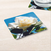 Witte Rozen Schoonheid Kartonnen Onderzetters (Schuin)