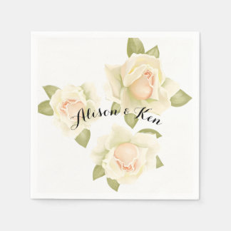 Witte rozen servetten met aangepaste personalize n