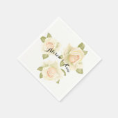 Witte rozen servetten met aangepaste personalize n (Hoek)