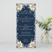 Witte Rozen Sneeuwvlok Kerst Bruiloftsmenu Menu (Staand voorkant)