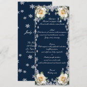 Witte Rozen Sneeuwvlok Kerst Bruiloftsmenu Menu (Voorkant / Achterkant)