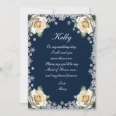 Witte Rozen Sneeuwvlok Kerst Maid of Honor Kaart (Voorkant)