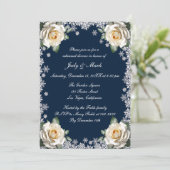 Witte Rozen Sneeuwvlok Kerst repetitie Diner Kaart (Staand voorkant)