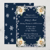 Witte Rozen Sneeuwvlok Kerst repetitie Diner Kaart (Voorkant / Achterkant)