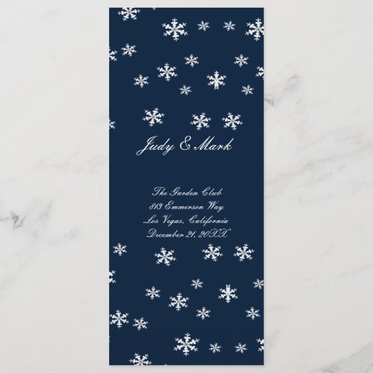 Witte Rozen Sneeuwvlok Kerst Trouwmenu Menu (Achterkant)