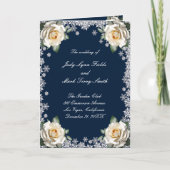 Witte Rozen Sneeuwvlok Kerst Trouwprogramma Programma (Voorkant)