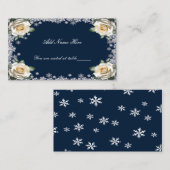 Witte Rozen Sneeuwvlok Kerst Trouwtafel Plaatskaartje (Voorkant / Achterkant)