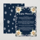 Witte Rozen Sneeuwvlok Kerst Veiligheidsmaatregele Informatiekaartje (Voorkant / Achterkant)