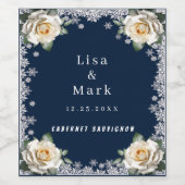 Witte Rozen Sneeuwvlok Kerst Wijn Labels Wijn Etiket (Enkel label)