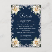 Witte Rozen Sneeuwvlok Kerstbruiloft Details Informatiekaartje (Voorkant)