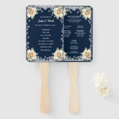 Witte Rozen Sneeuwvlok Kerstbruiloft Handwaaier (Voorkant en achterkant)