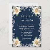 Witte Rozen Sneeuwvlok Kerstbruiloft Kaart (Voorkant)