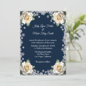 Witte Rozen Sneeuwvlok Kerstbruiloft Kaart (Staand voorkant)