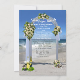 Witte Rozen Strand Bruiloft Douche Uitnodiging