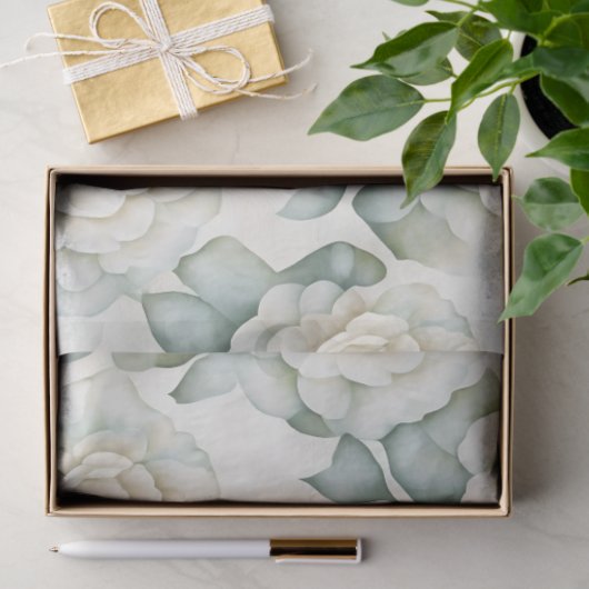 Witte rozen tissuepapier (Geschenk)