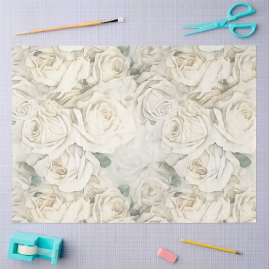 Witte Rozen Tissuepapier (Craft)