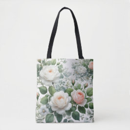 witte rozen tote bag
