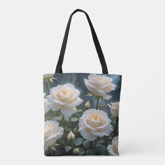 Witte rozen tote bag (Achterkant)