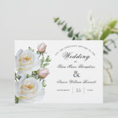 Witte rozen - Traditioneel | Uitnodiging tot wedde (Staand voorkant)