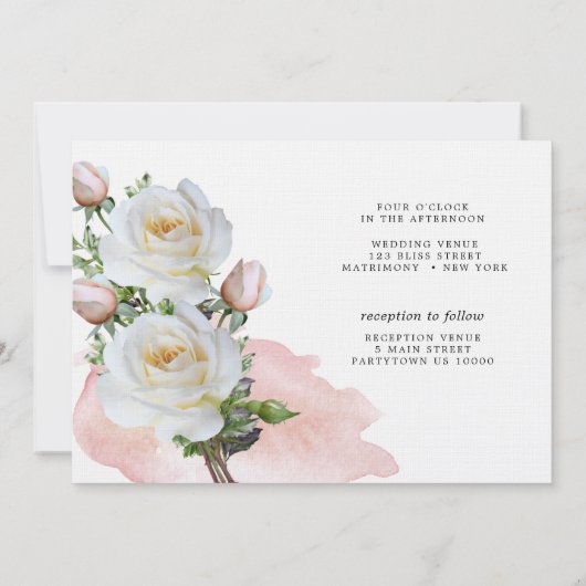 Witte rozen - Traditioneel | Uitnodiging tot wedde (Achterkant)