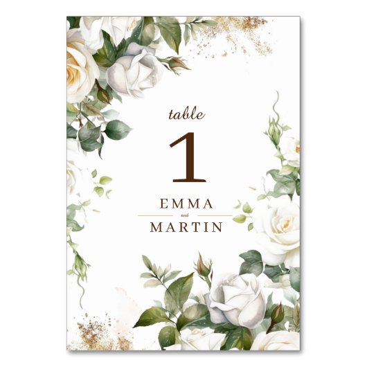 Witte Rozen Trouw Elegante Bloemen Kaart (Achterkant)