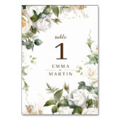 Witte Rozen Trouw Elegante Bloemen Kaart (Voorkant)